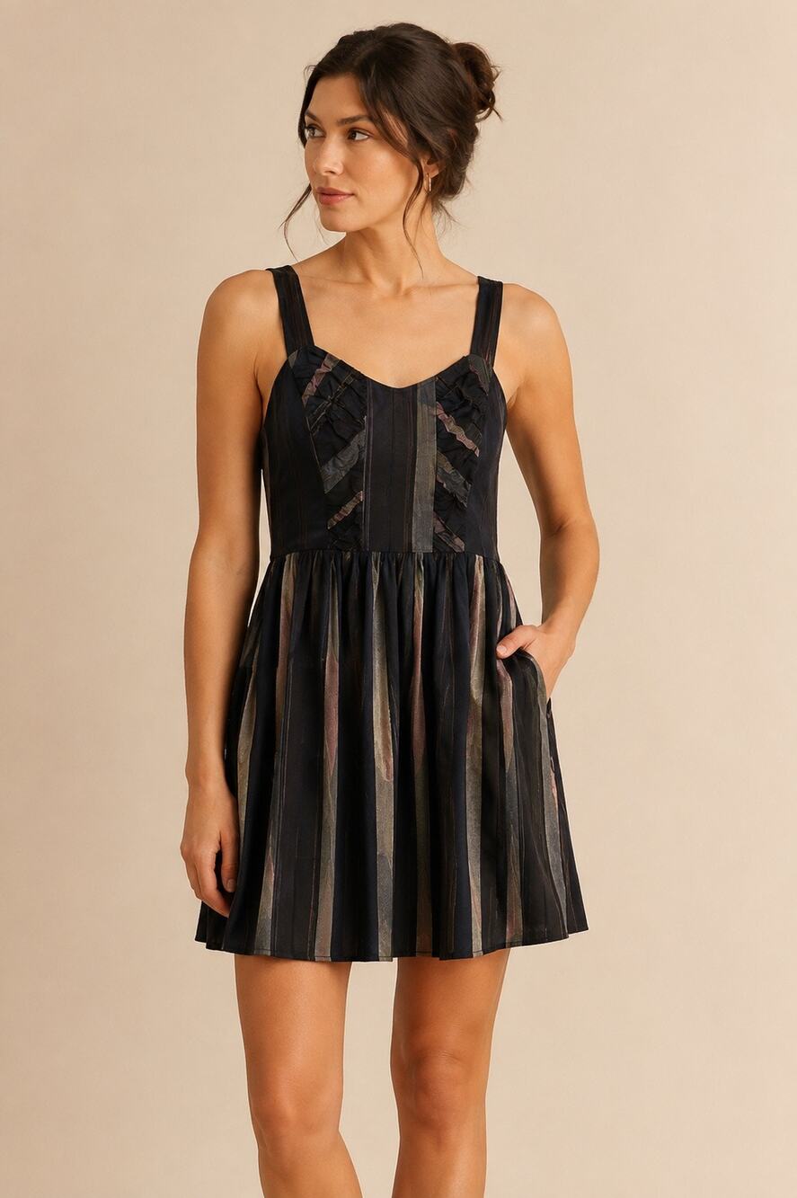 No. 6 Store Stripe Fit & Flare Dress Black – Size 2